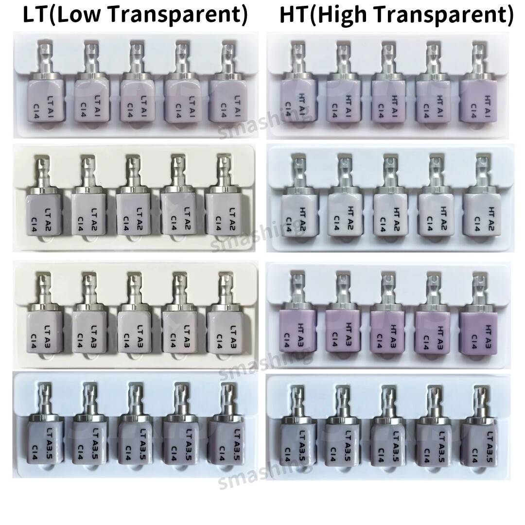 5Pcs C14 Emax Dental Glass Ceramic HT LT Lithium Dislicate CAD/CAM Cerec Blocks