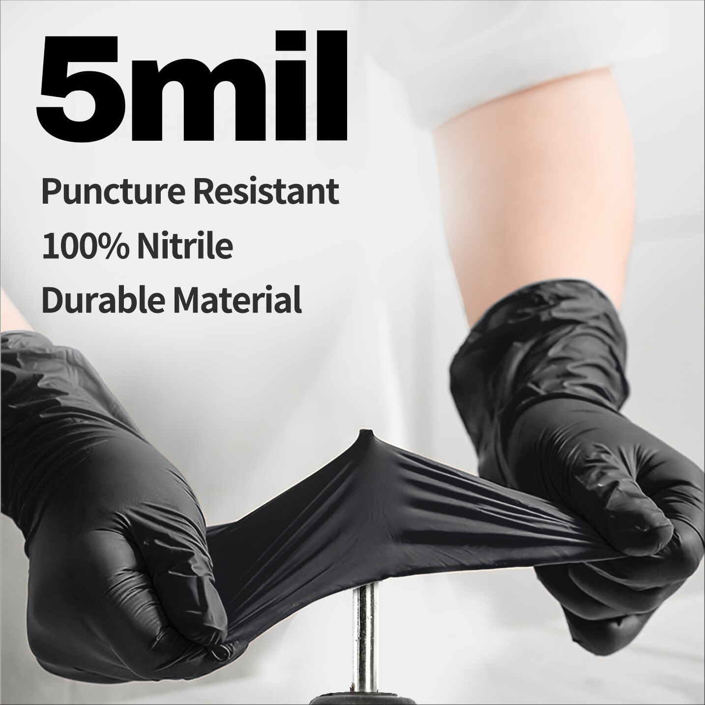 Disposable Nitrile Exam Gloves, 5 Mil Black, Powder-Free Heavy Duty Clean Glove