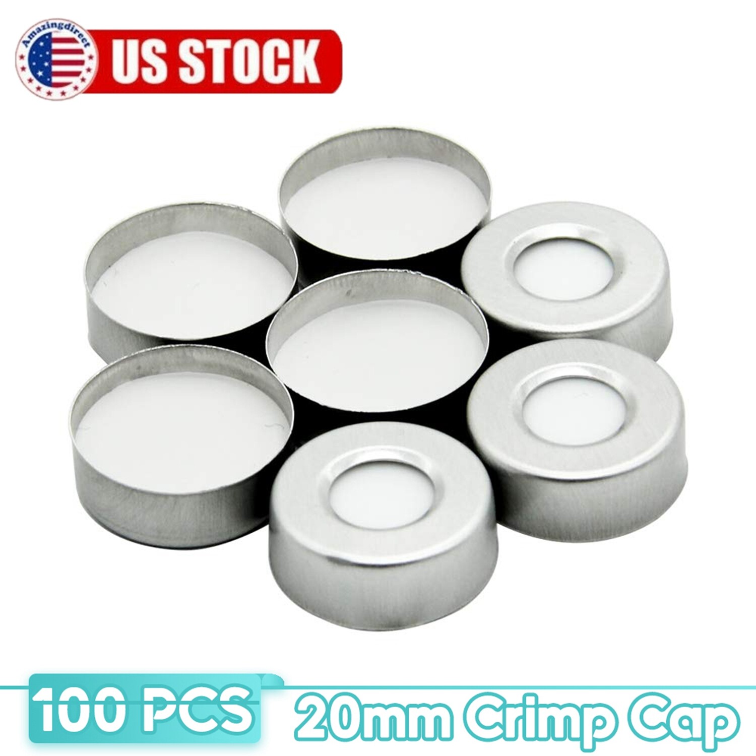 10000pcs 20mm Aluminum Crimp Cap PTFE/White Silicone Septa F 10ml Headspace Vial
