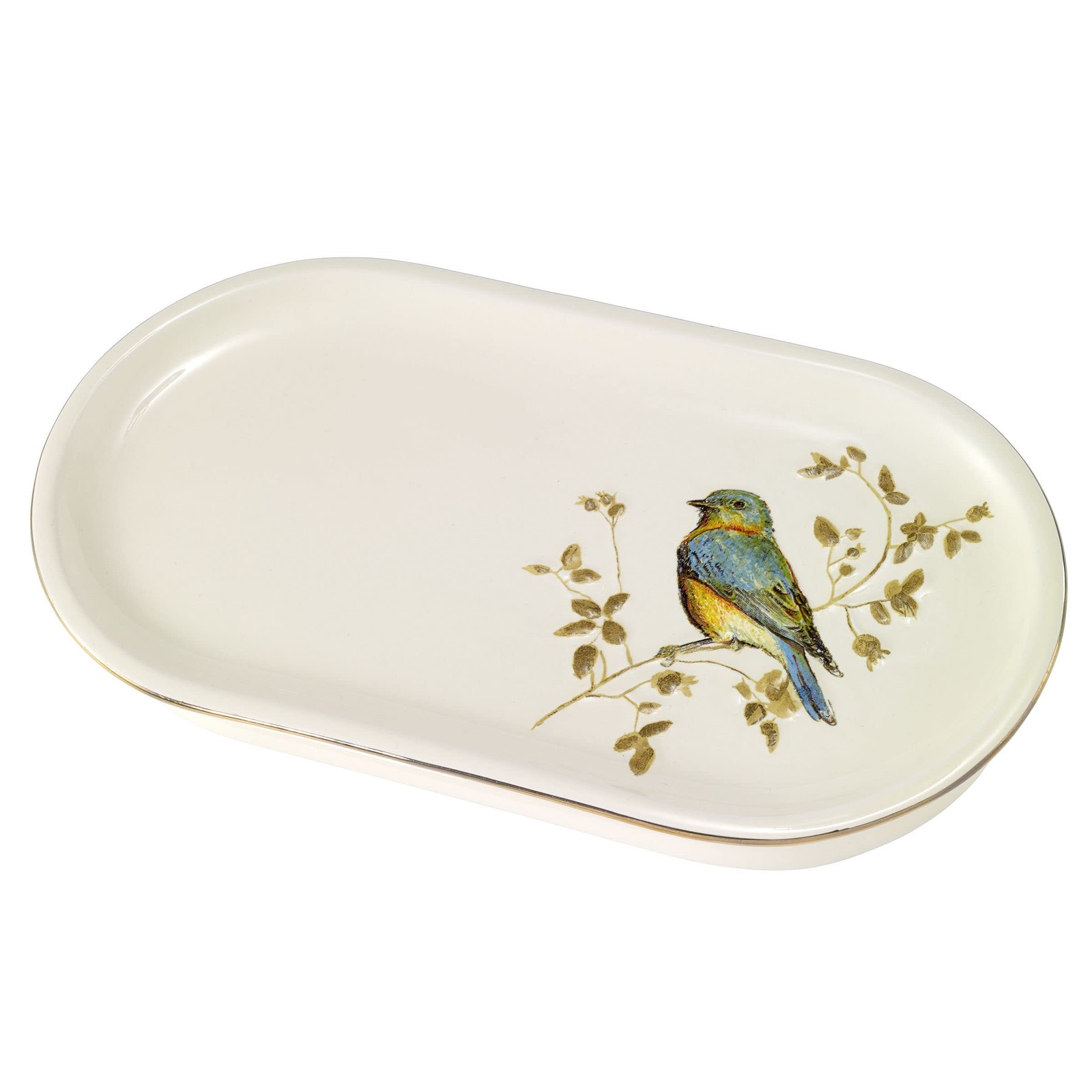 Avanti Gilded Birds Vanity Tray – Nature Inspired Decorative Countertop Accessor