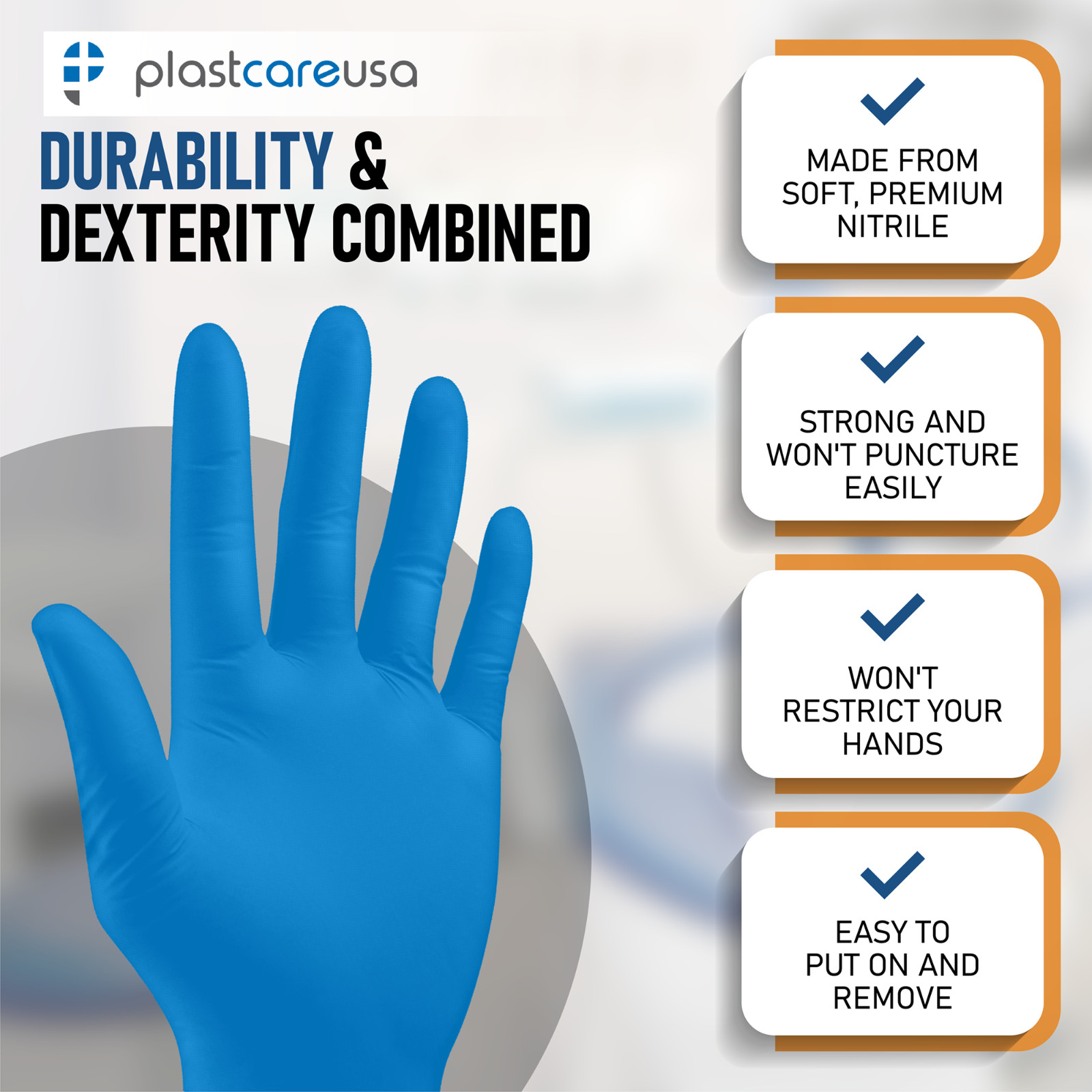 Blue Nitrile Exam Gloves – Various Sizes – Powder & Latex Free (Medical Grade)