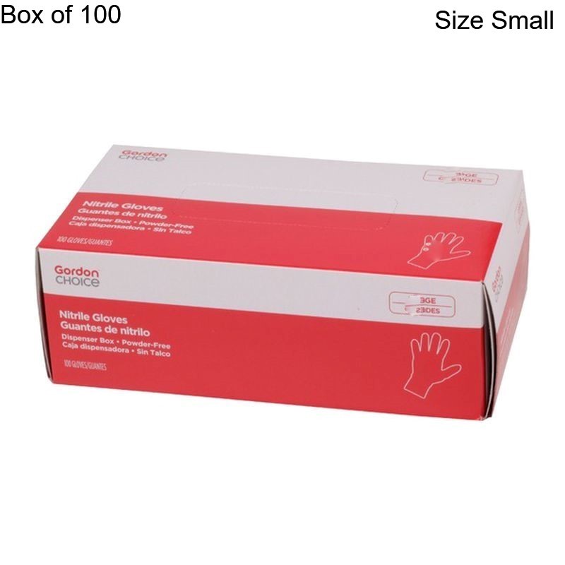 Box of 100 Disposable Nitrile Gloves S Small Powder Free Gordon Choice Blue Food