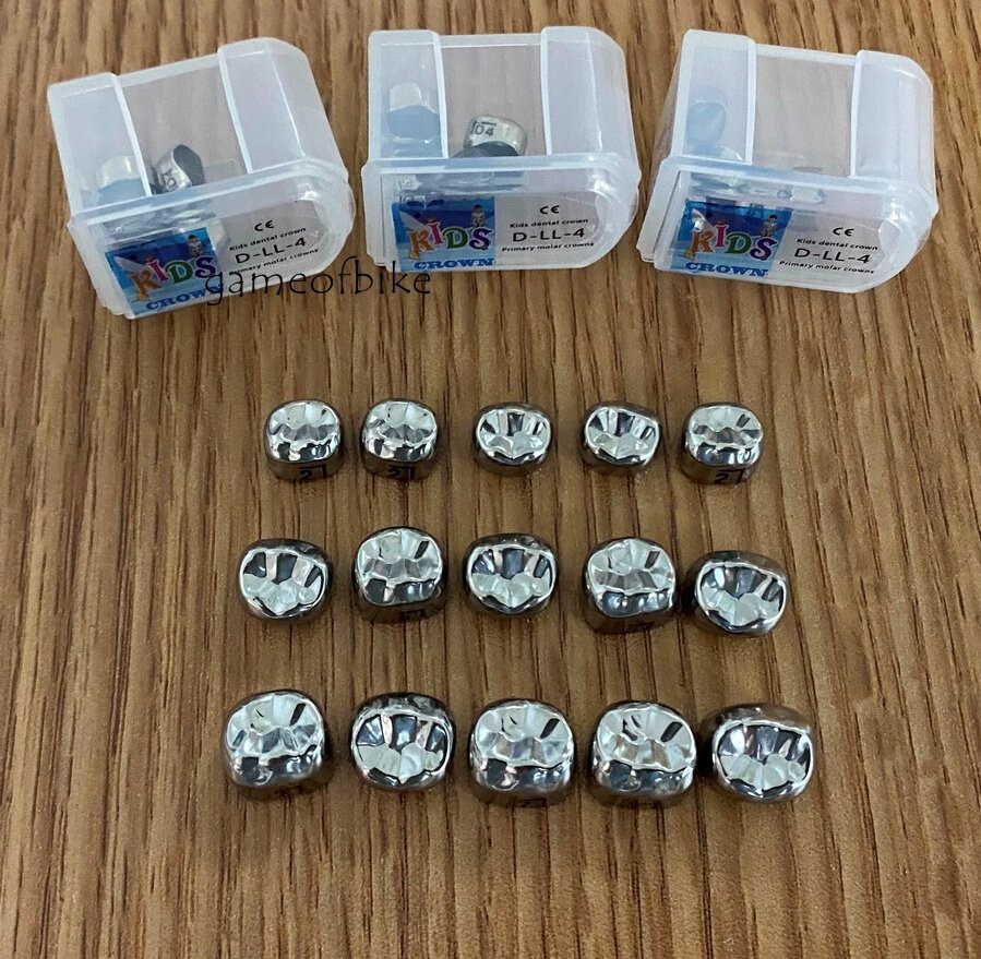 5pcs/box Dental Kids Crown Stainless Steel Primary Pediatric Teeth Molar Crowns