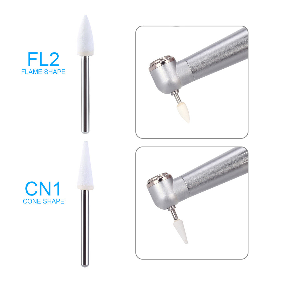 AZDENT Dental Polishing Stone Flame Cone Shape FG Burs Drills Arkansas Stone