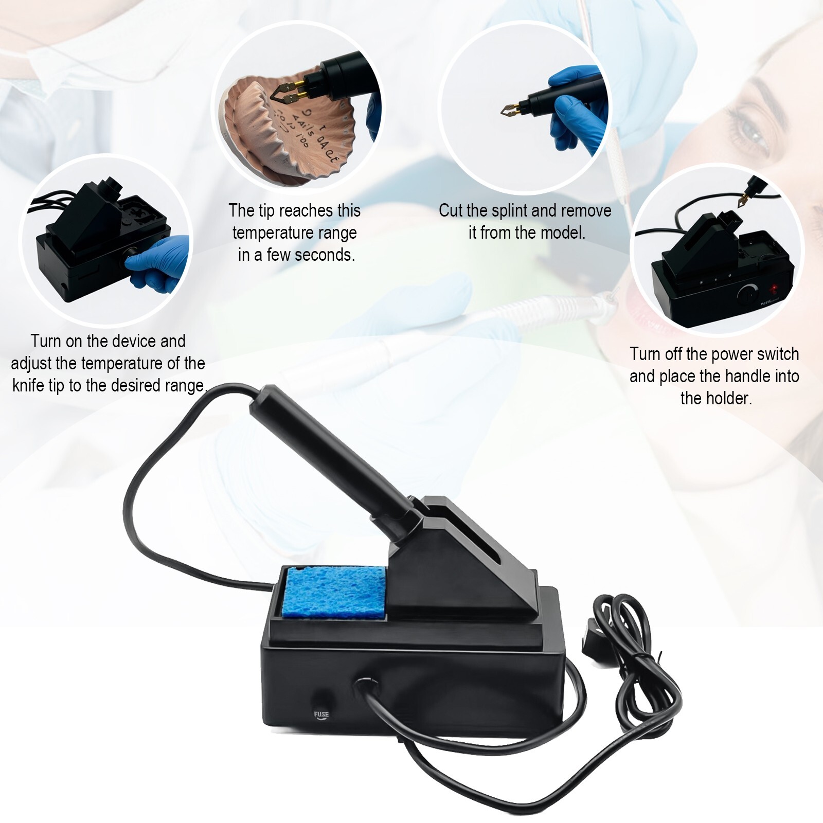 Electric Dental Thermoplastic Engraver Cutter Orthodontic Heating Cutting Knife