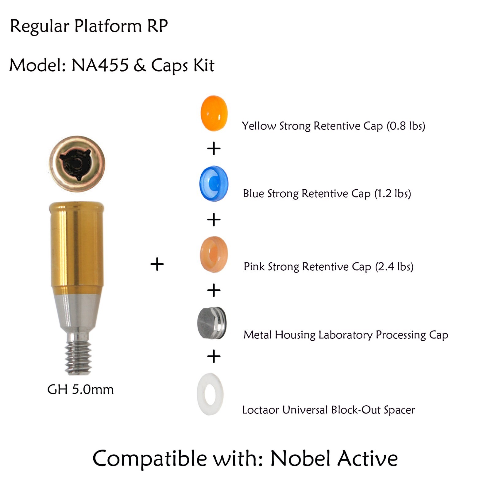 Locator Abutment for Nobel Active Biocare Conical Connection NP/RP 1-5mm Height