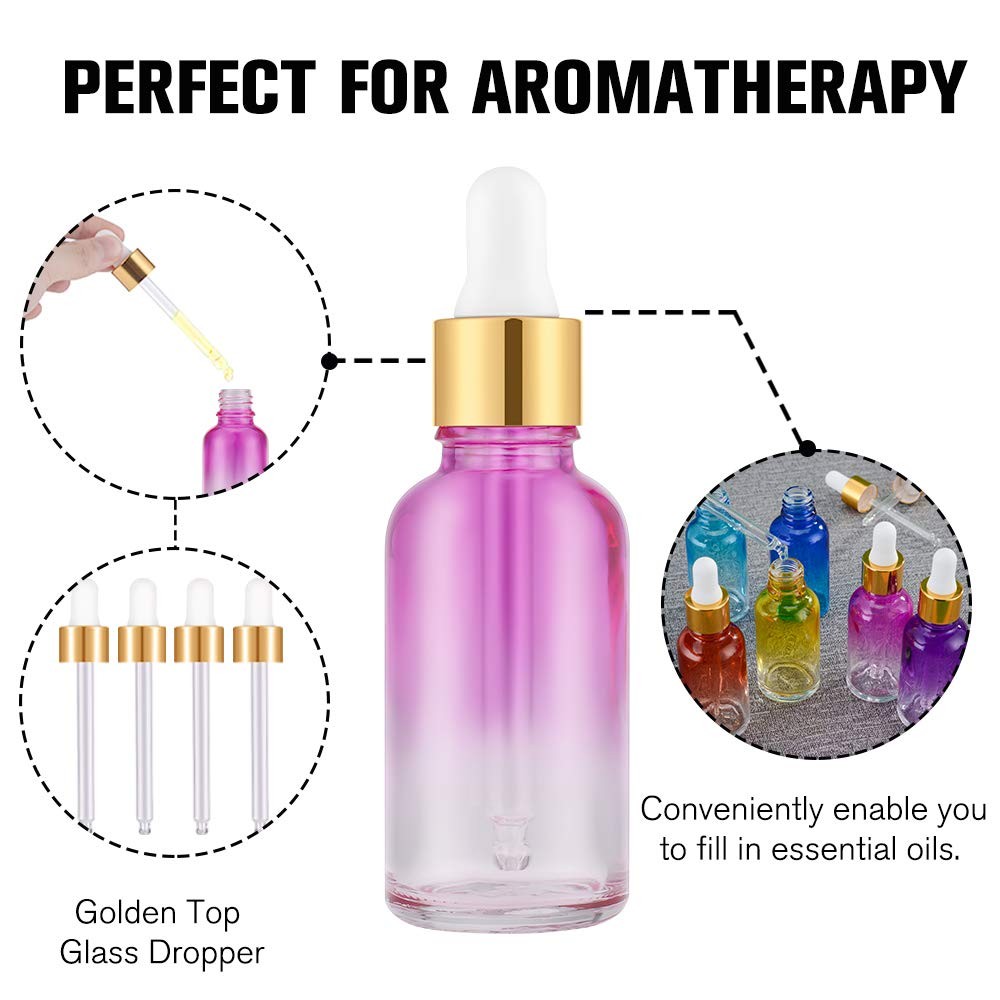PrettyCare 63x 2oz (60ml) Rainbow Glass Eye Dropper Bottles – Thick Empty Leakpr