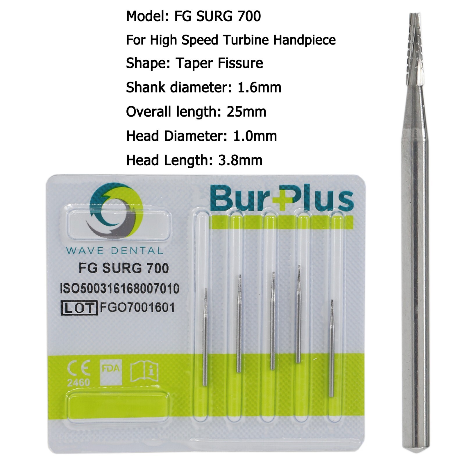 Wave Dental Surgical Burs 702 701 703 High Speed Long Shank Carbide bur FG SURG