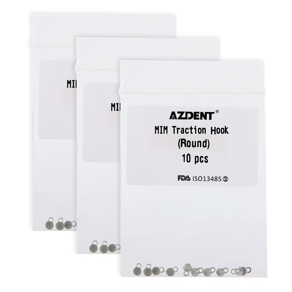 10pcs AZDENT Orthodontic Lingual Buttons Round Base Bondable MIM Traction Hooks