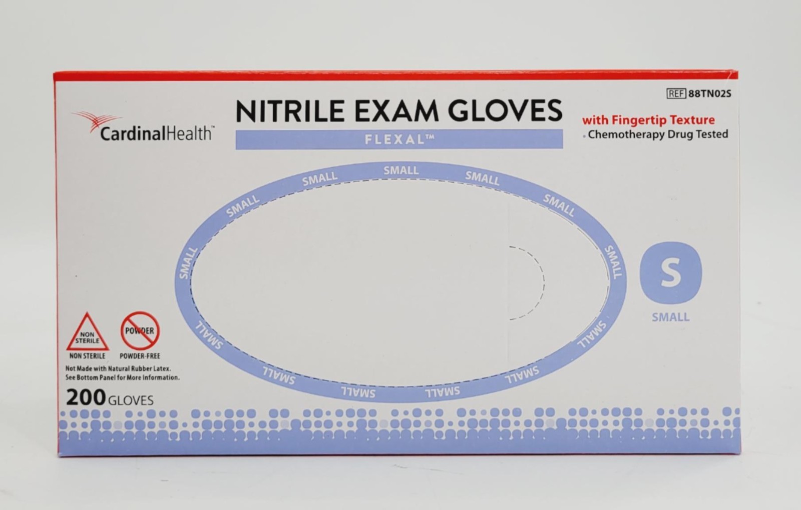 Cardinal Health Flexal Nitrile Exam Gloves 88TN02S Powder Free Small CS 2000