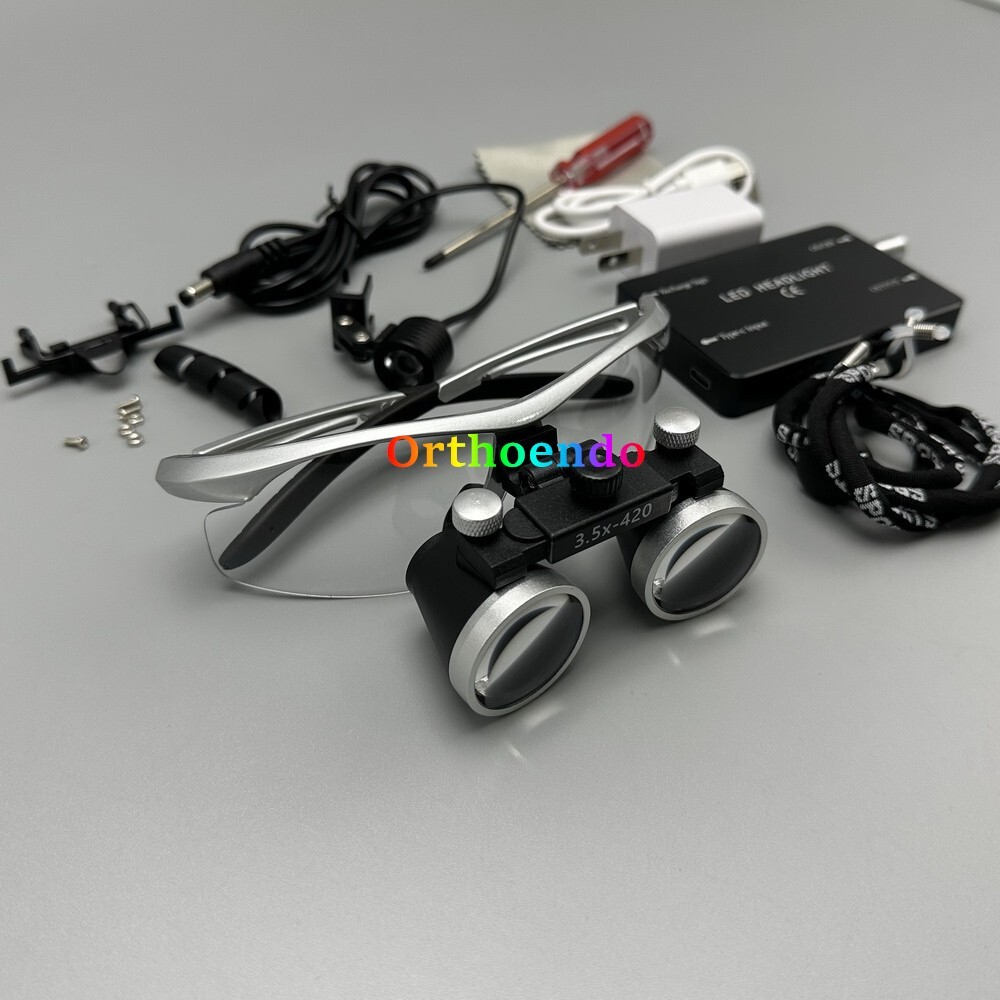 3.5X Dental Surgical LED Loupe Headlight Medical Binoculars Magnifier US/EU Plug