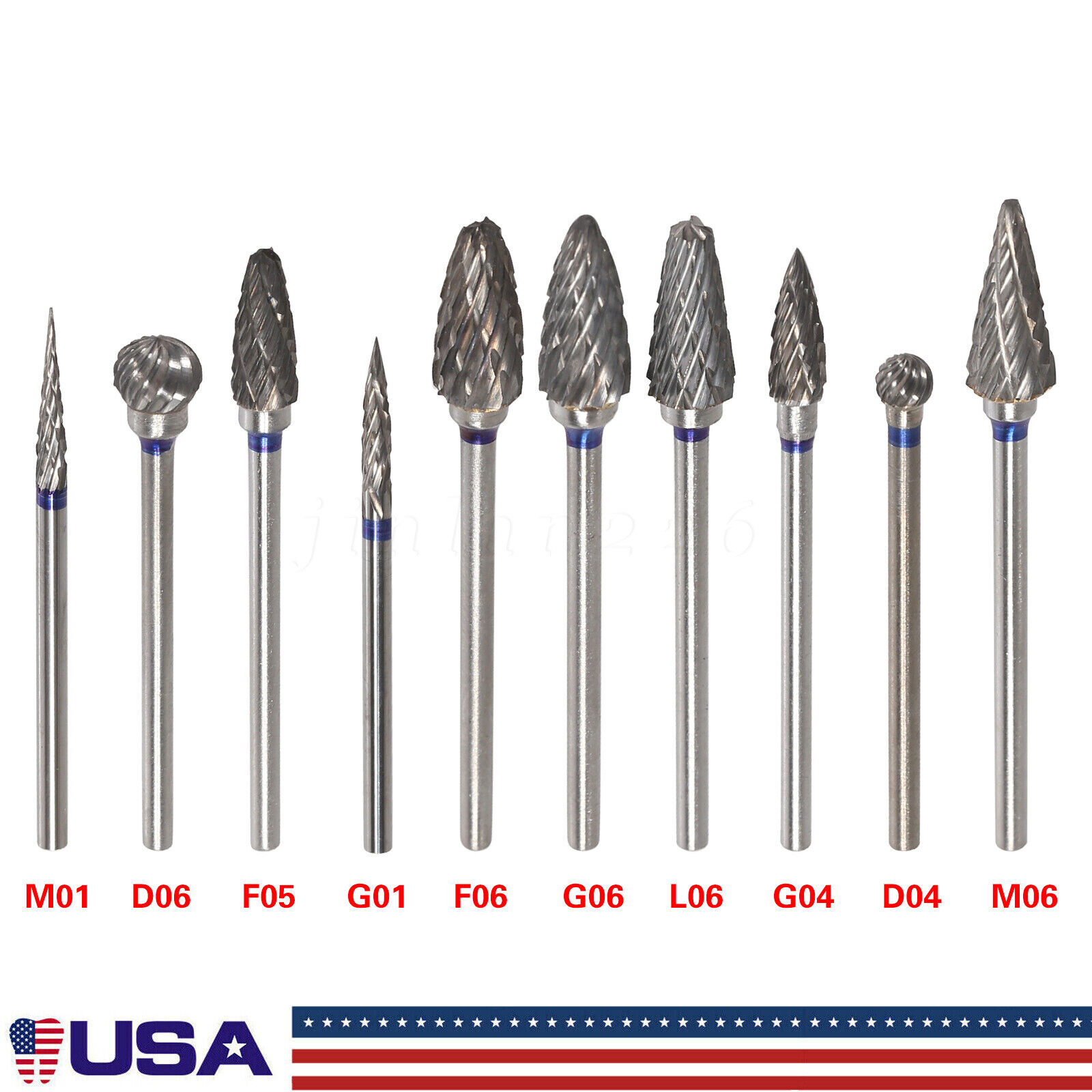 10 Pcs HP Tungsten Steel Carbide Cutter Dental Denture Burs Lab Drill Polisher P