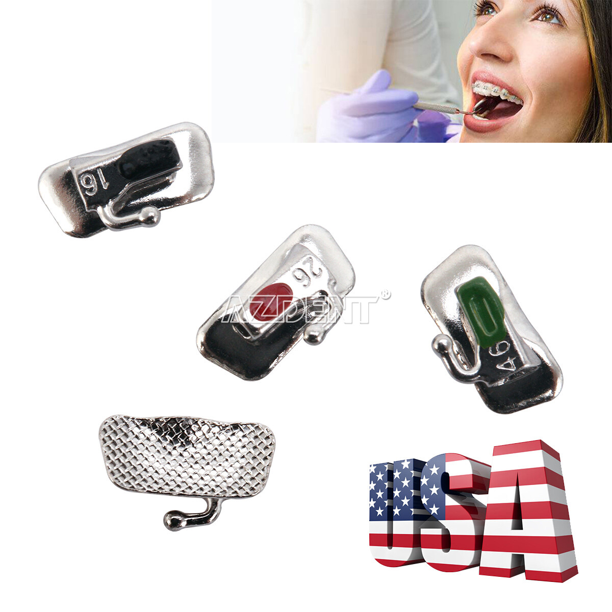 AZDENT Dental Ortho Single Bondable Buccal Tubes 1st/2nd Molar Roth/MBT 022
