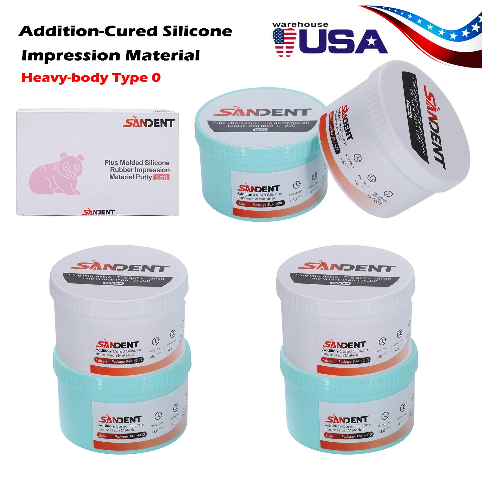 1-10 Sets Dental Putty Fast Set PVS VPS Impression Material 2 x 400 ml SA