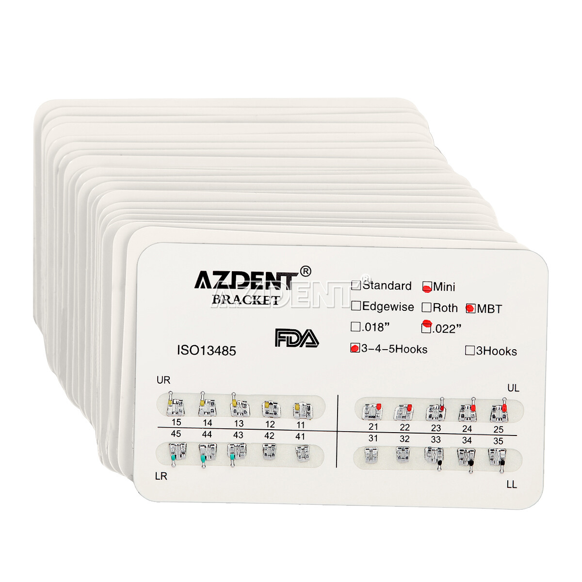 US AZDENT Dental Orthodontic Metal Brackets Braces Mini MBT.022 Hooks 3-4-5