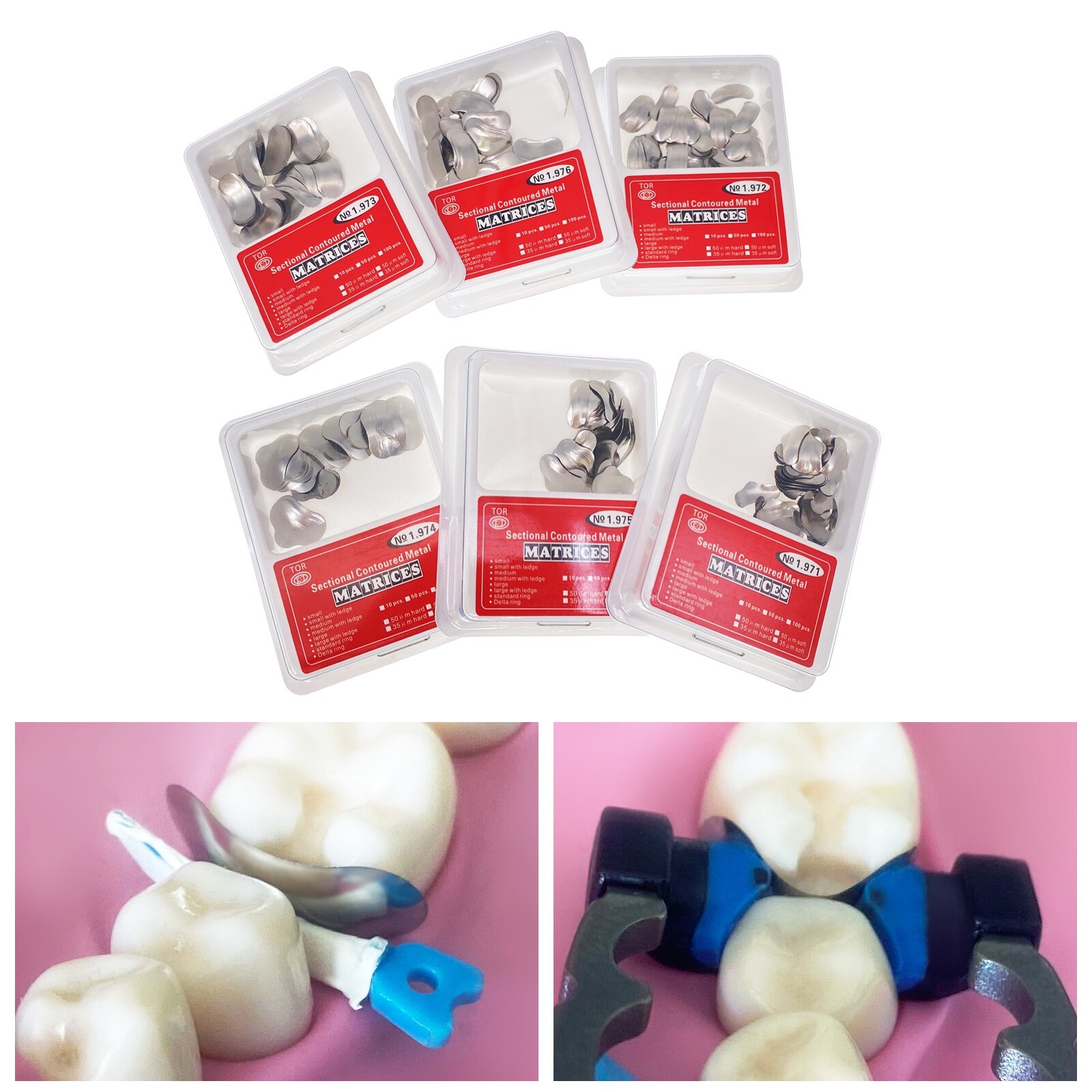 100 Pcs Dental Sectional Contoured Metal Matrices Refill Matrix Band 35um TOR VM