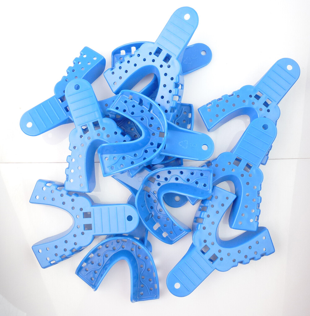 12pcs Dental Impression Tray Perforated Plastic Upper Lower S M L XL Durable