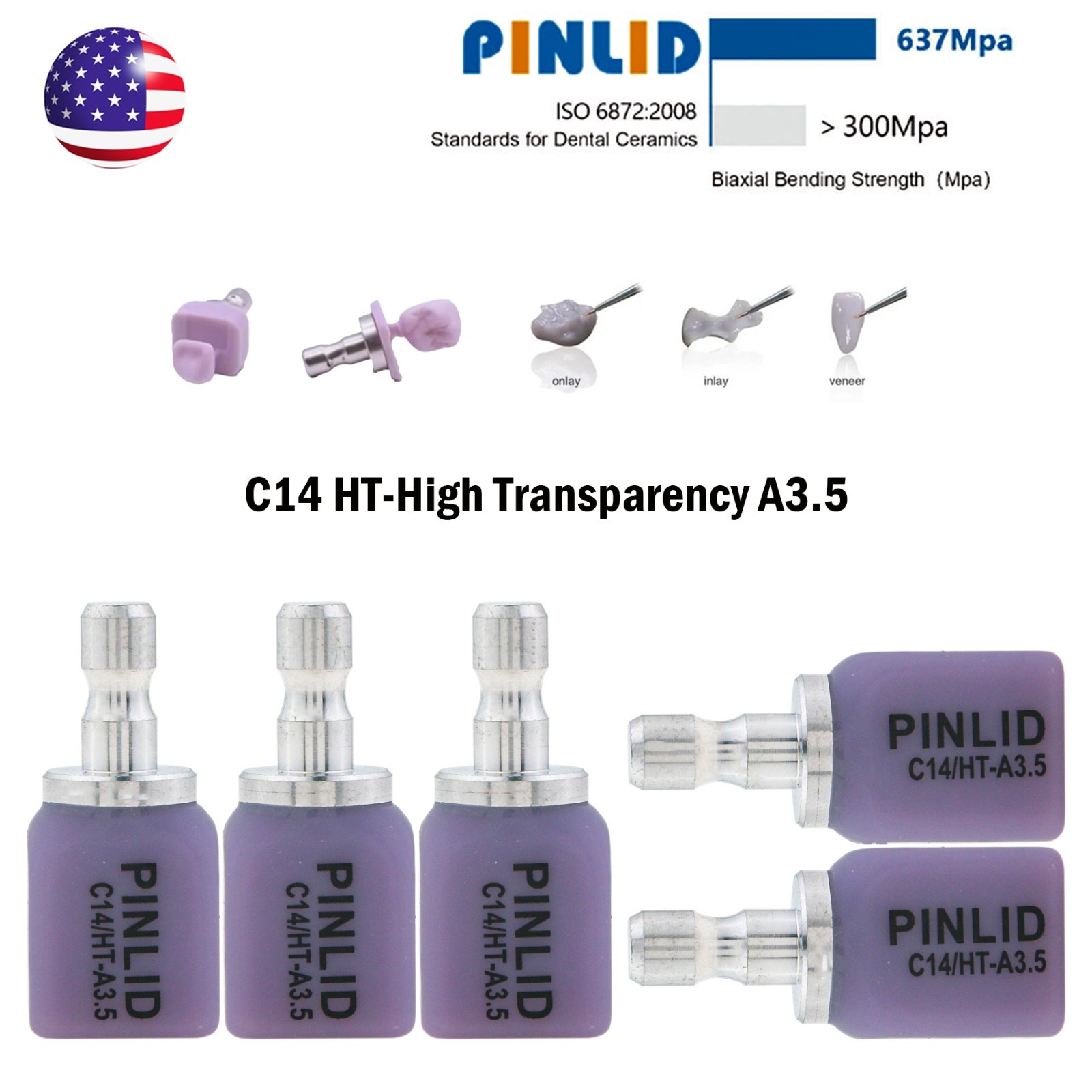 C14 Exam Lithium Disilicate Blocks CAD/CAM Dental Lab CEREC Compatible 5Pcs/Box
