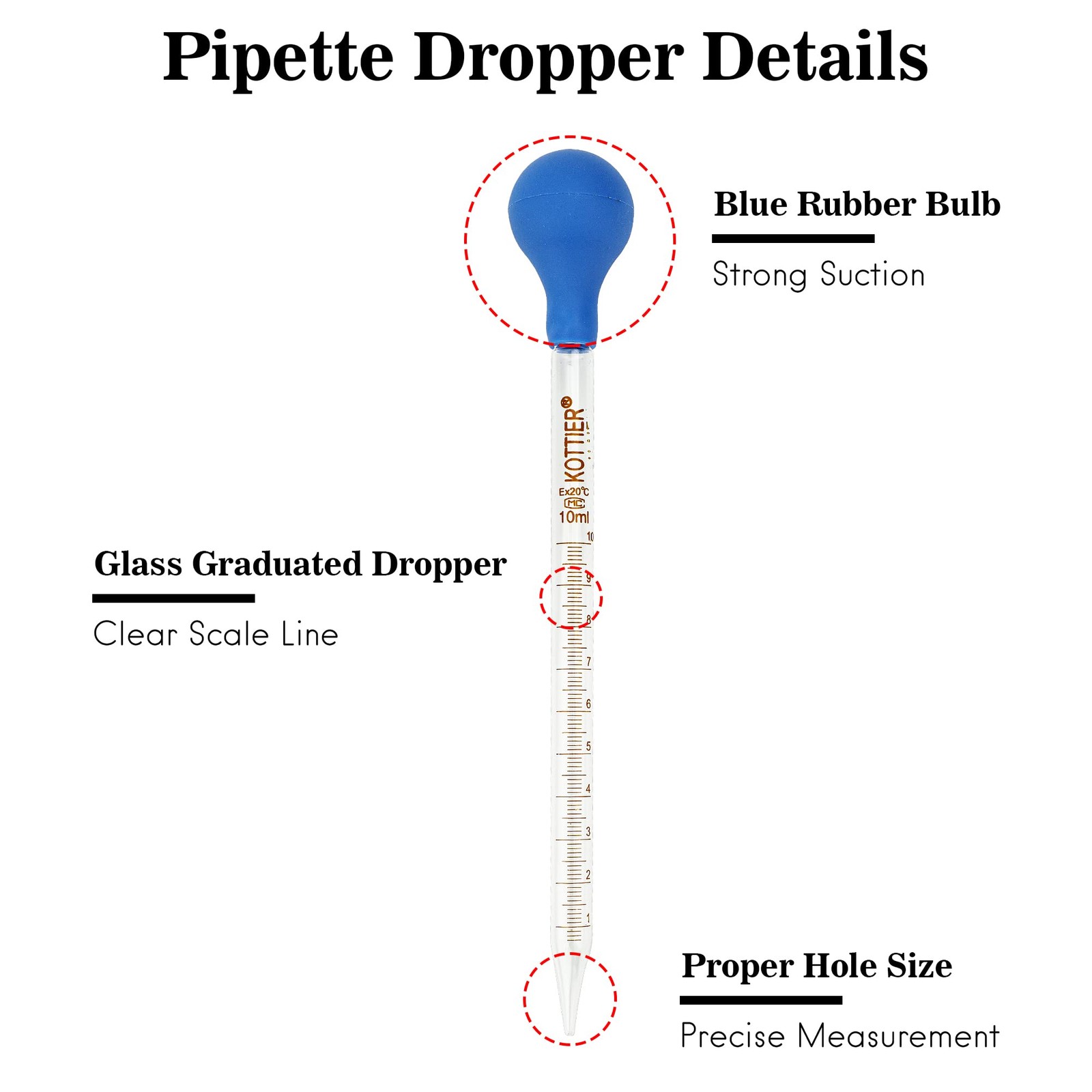 3Pcs Glass Pipettes Dropper, 10ml Graduated Liquid Dropper with Rubber Bulb…