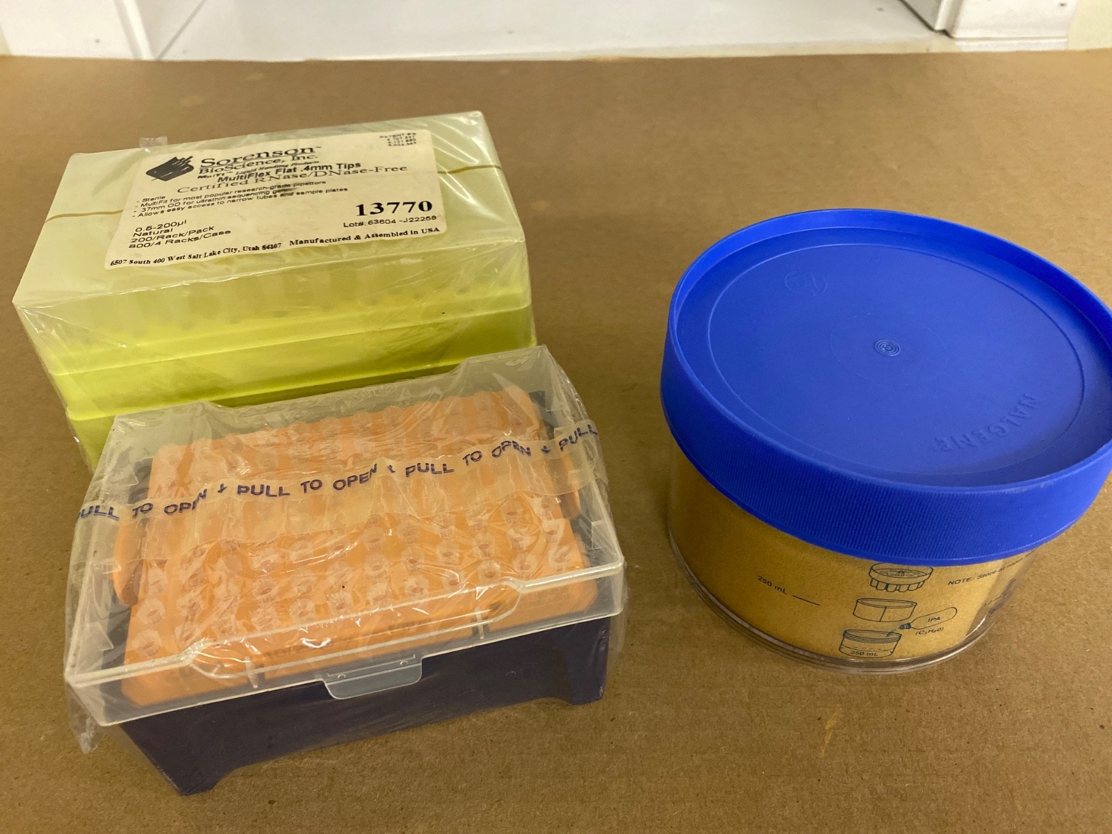 Lab Supplies Lot: Sorenson Tip Rack + Cryo Jar + Sterile Tip Rack – Sealed/Used