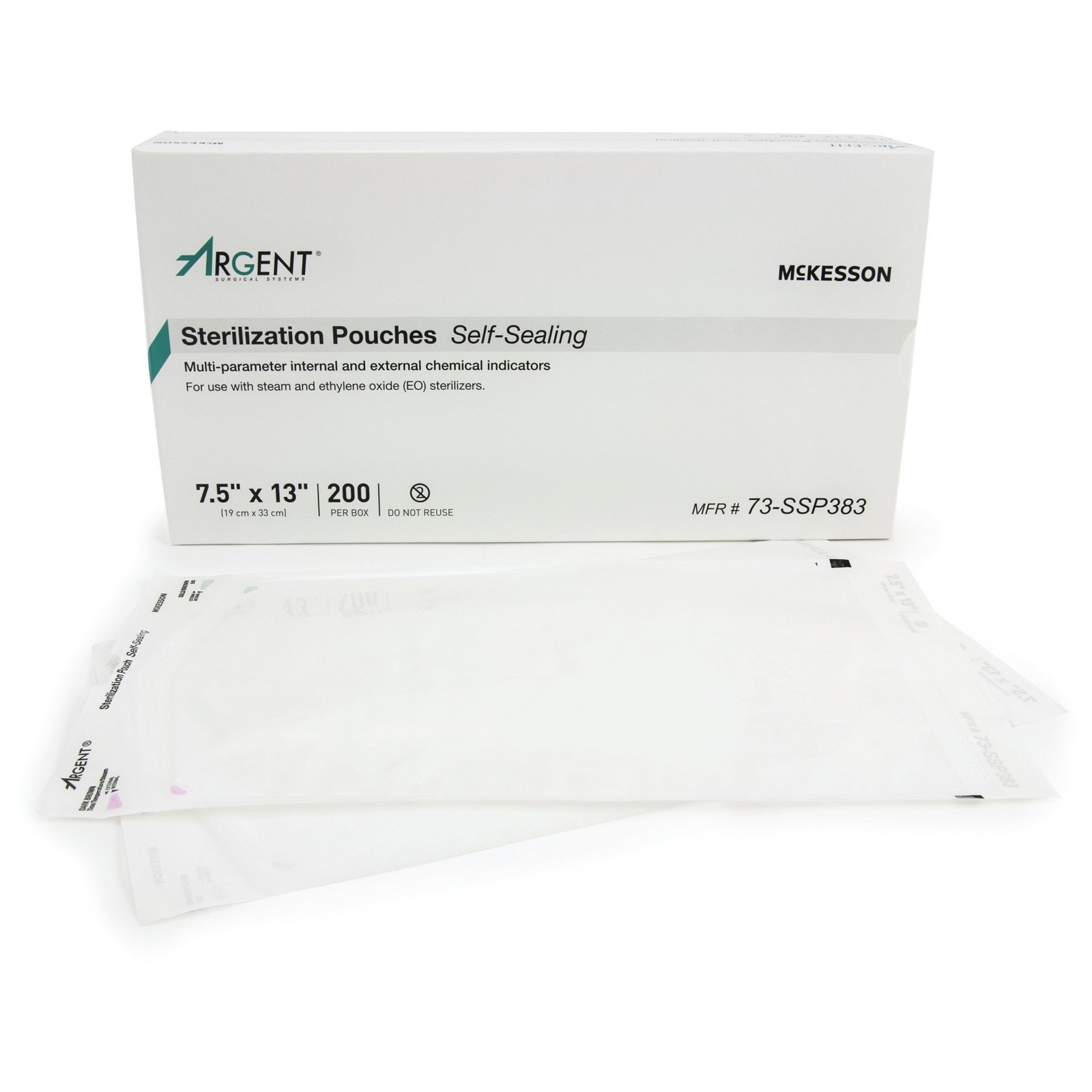 McKesson Argent Sure-Check Sterilization Pouch Transparent White 7-1/2 X 13