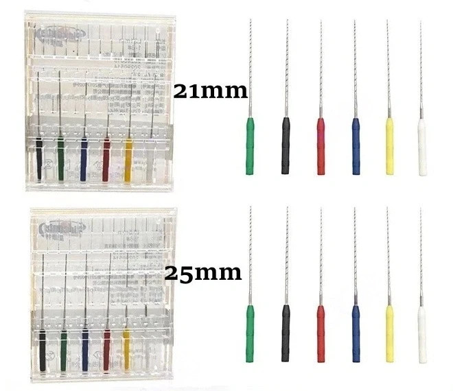 10 Pcs/Pack Dental Endo Barbed Broache 21/25mm Stainless Steel Root Canal 20-60#