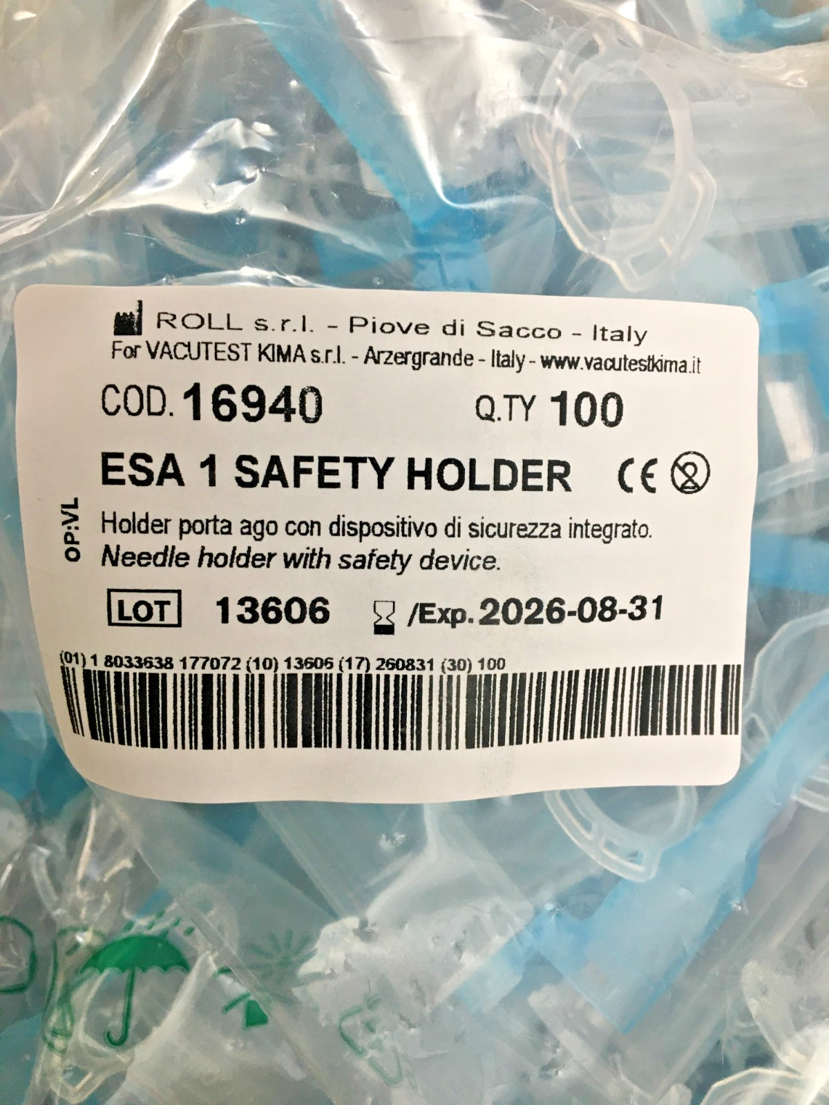 Globe Scientific 1204 Universal Fit Needle Holder with Safety Shield, box of 100
