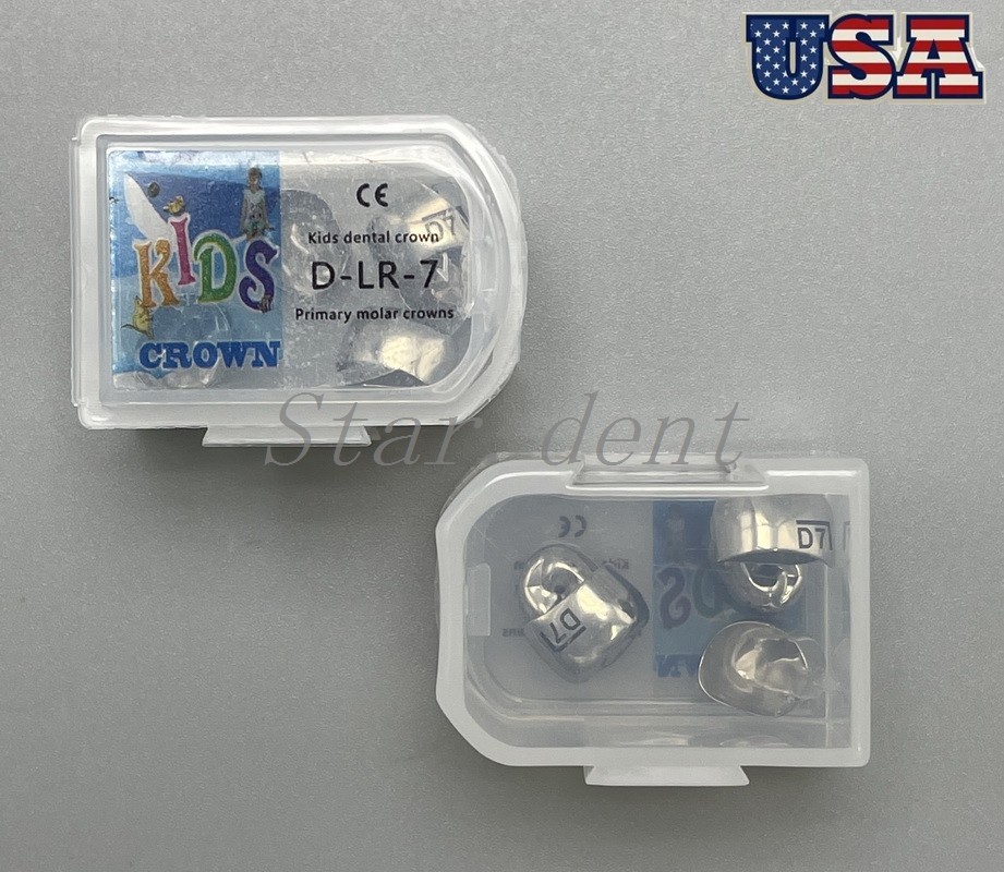 5pcs Dental Temporary Crowns For Kids Stainless Steel Pedo Molar Crown 48 sizes