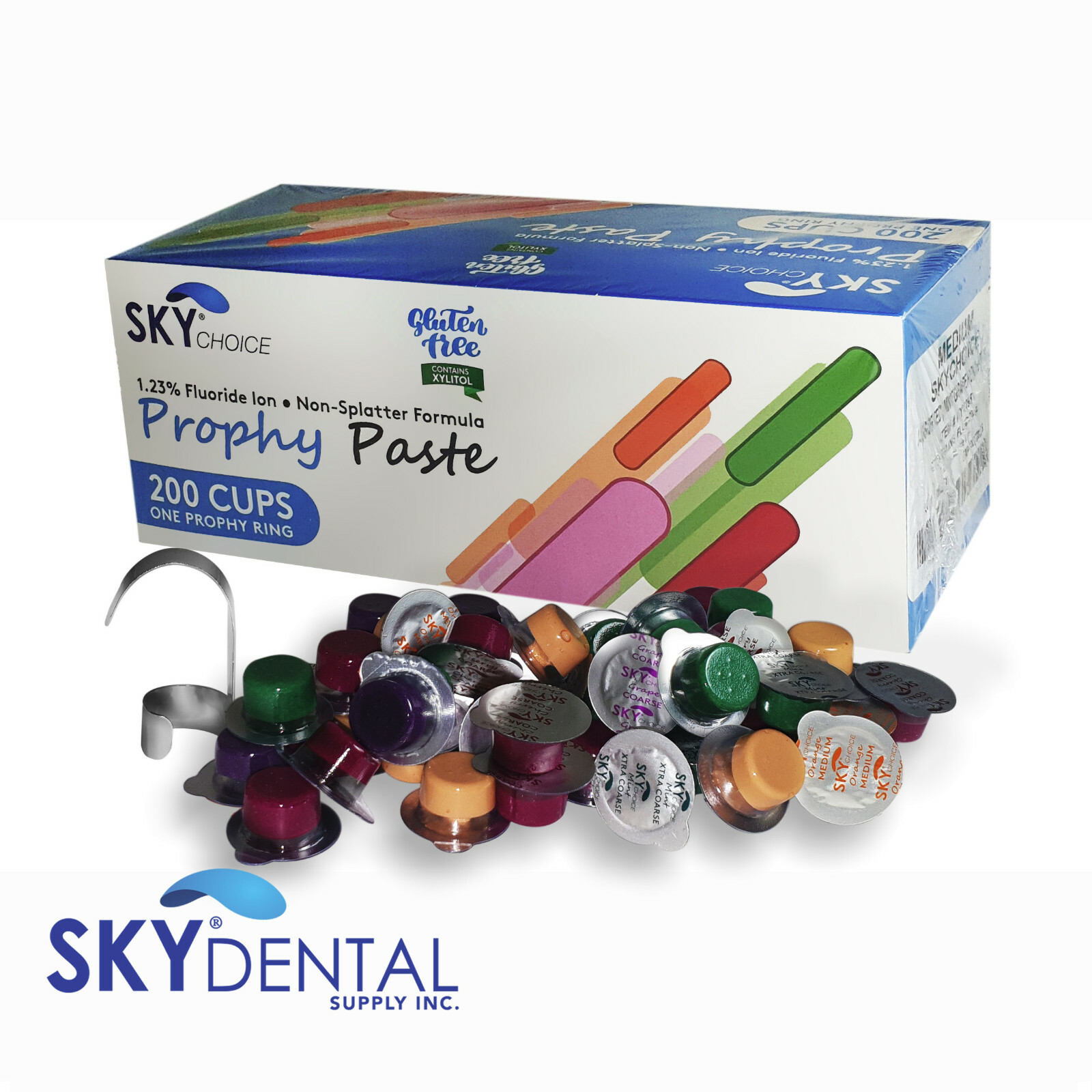 Dental Prophy Paste 200 cups Prophylaxis Non Splatter formula CoarsGrit Assorted