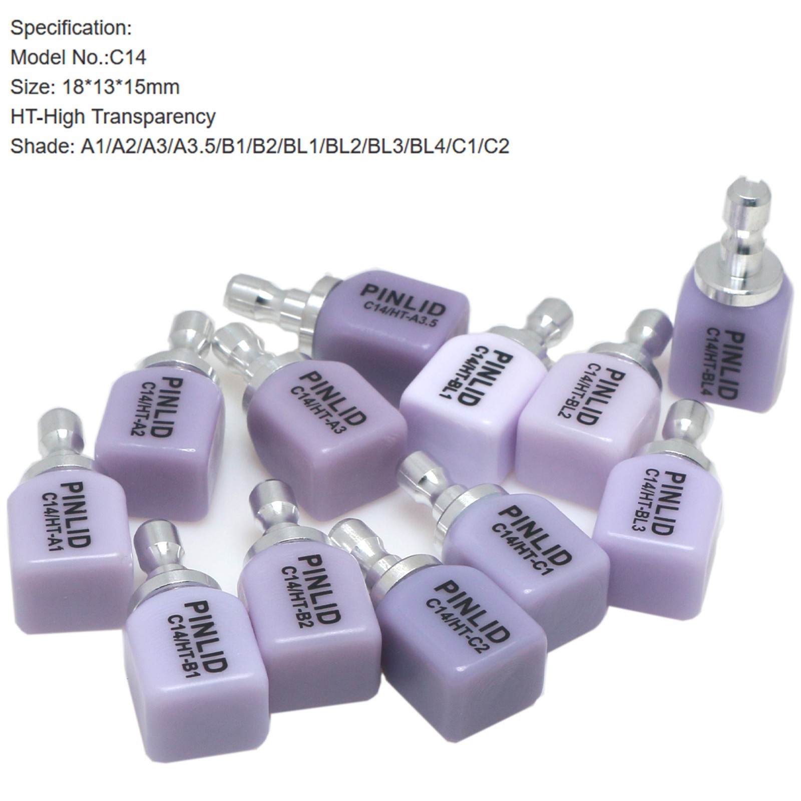 C14 Glass Ceramic Blocks HT/LT Lithium Disilicate CAD/CAM Cerec Blocks 5Pcs/Box