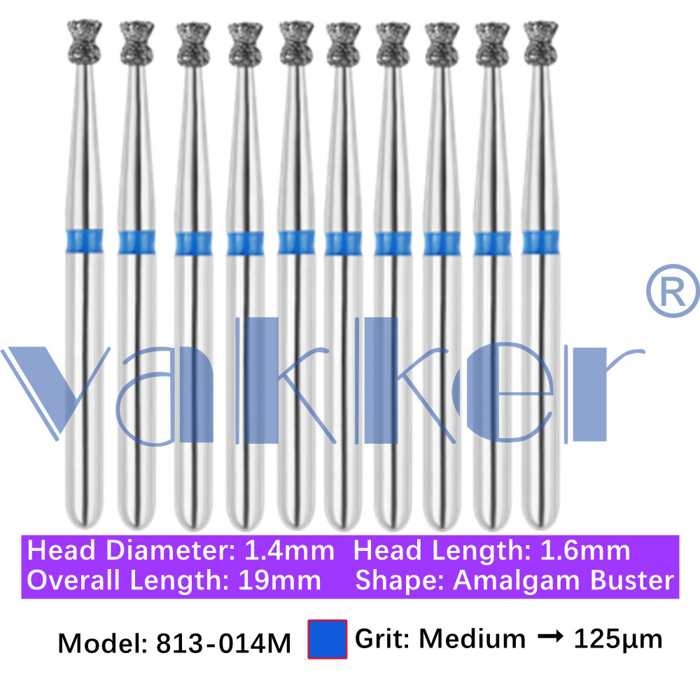 10pc Diamond Burs Shape Inverted Cone & Amalgam Buster Fine Medium Coarse