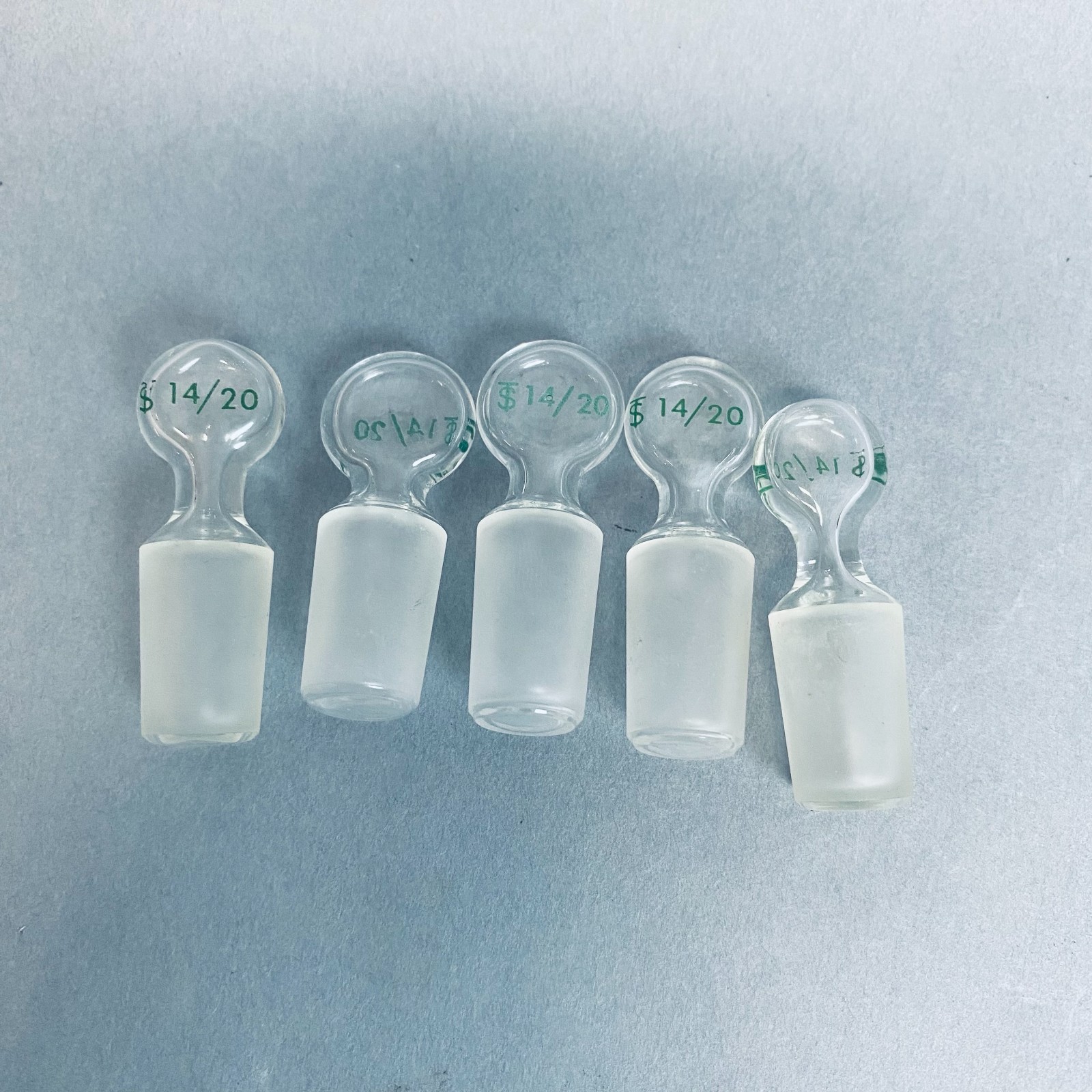 Chemglass Hollow Pennyhead Stopper 14/20 Inner Joint Lot of 5 Stoppers