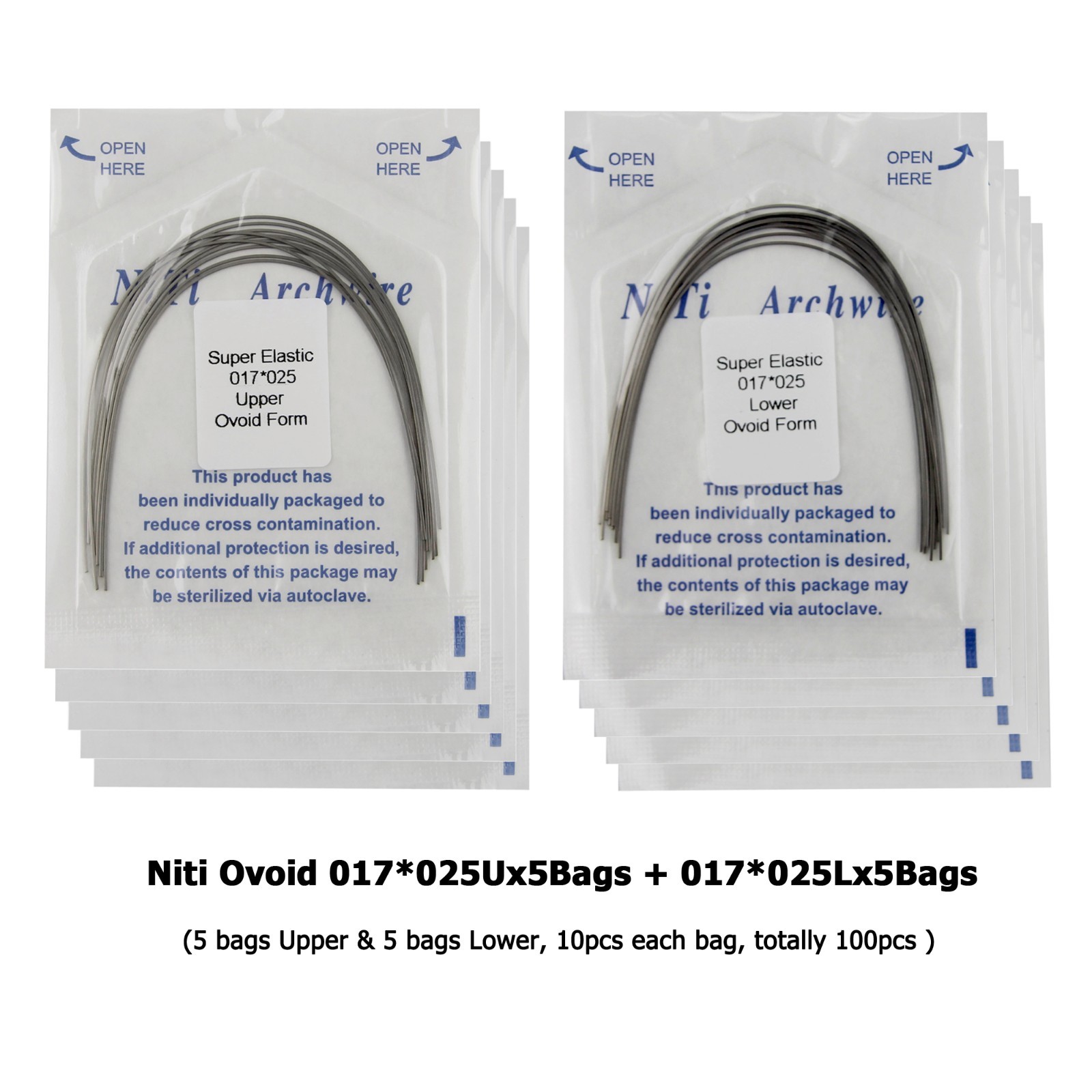 Orthodontic Arch Wire Niti Stainless Steel Round Rectangular Ovoid Natural Form