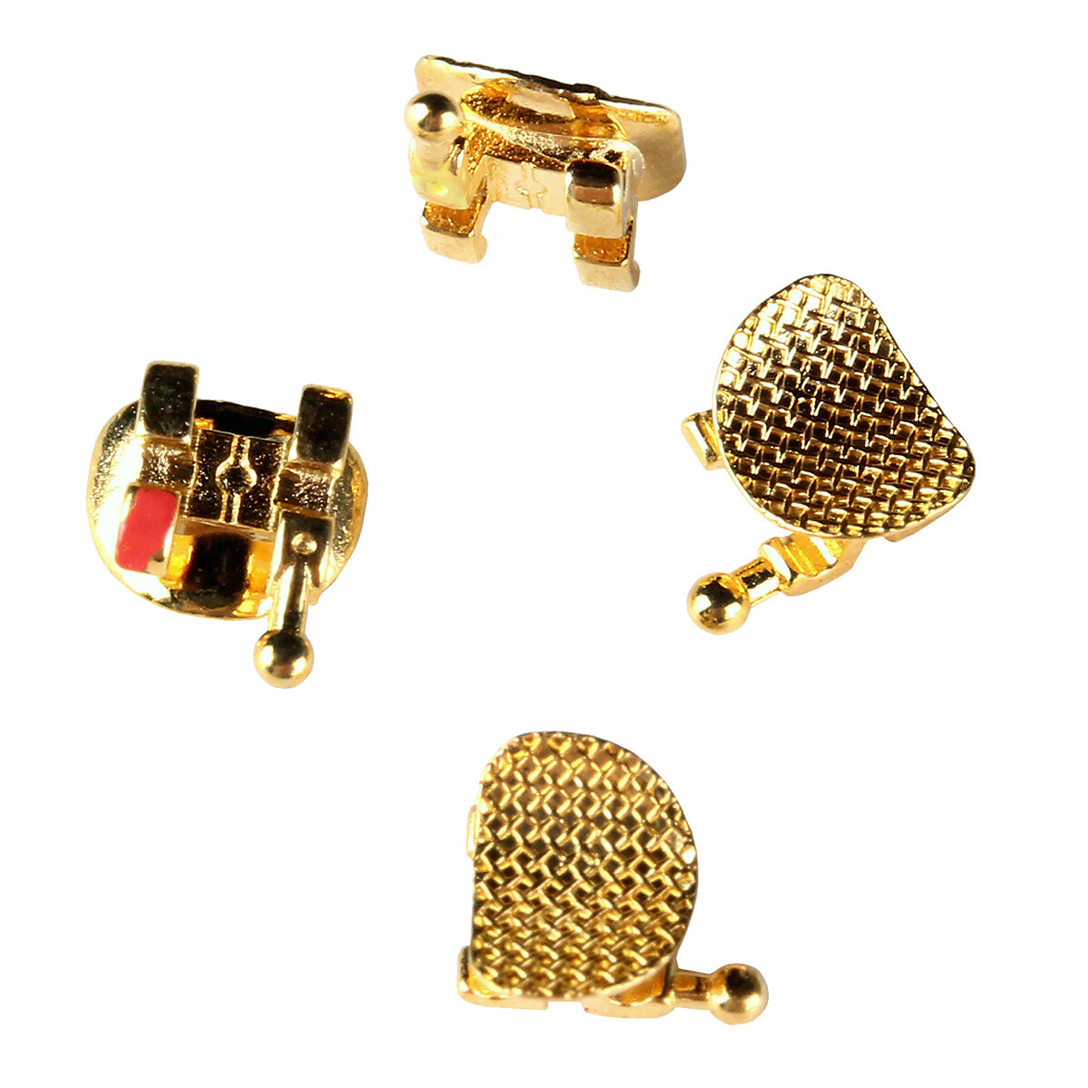 Dental Orthodontic Metal Brackets Braces 24K Gold Plated Mini MBT.022 345 Hooks