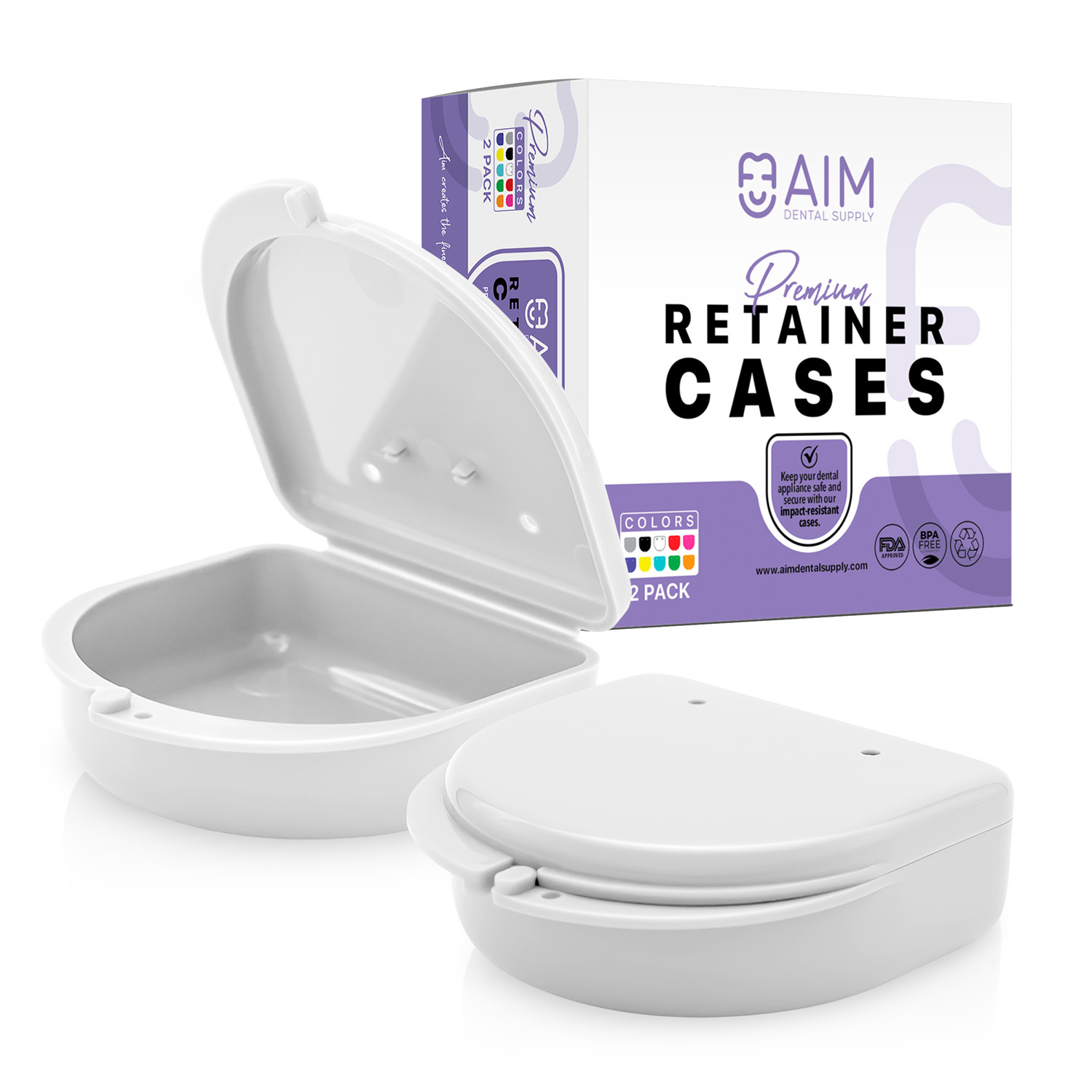 2PK Retainer Case, Denture Storage Box, Mouthguard Container,Dental Aligner Case