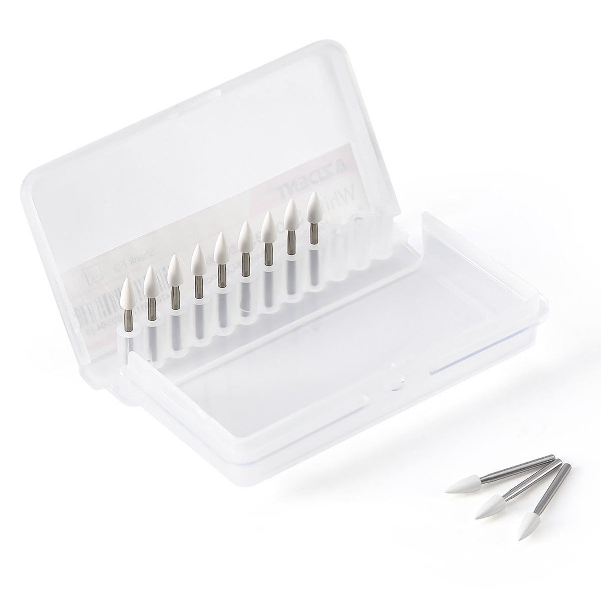 AZDENT Dental Flame White Stone Polishing FG Burs 12/pk Abrasion