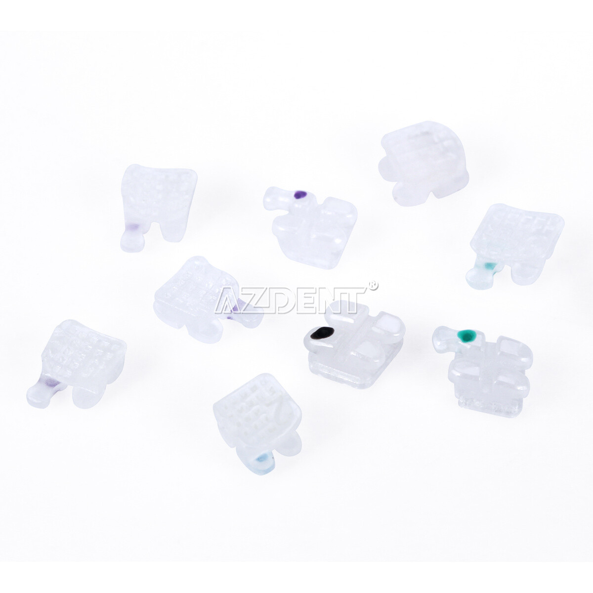 AZDENT Dental Orthodontic Ceramic Brackets 5*5 Roth MBT 022 Hooks 345 20Pcs/pack