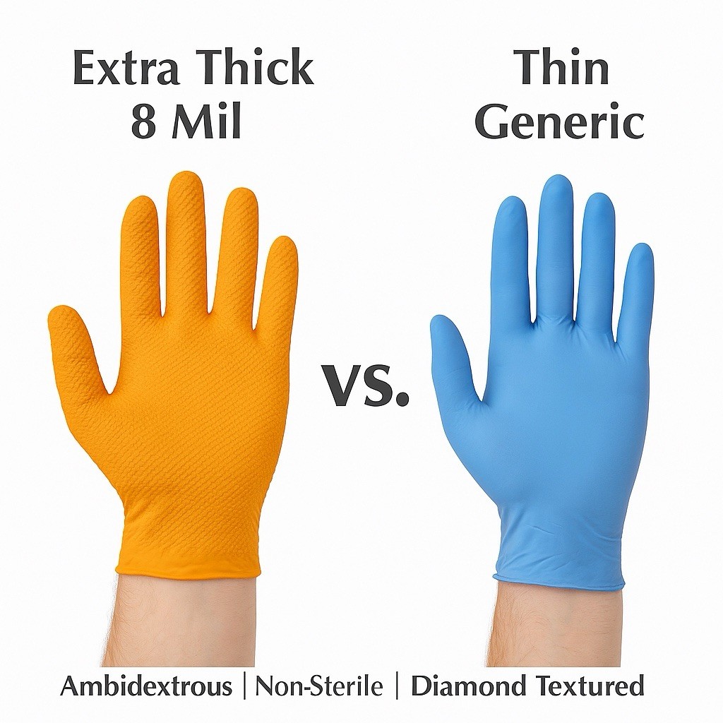 Lavex Pro 8 Mil Nitrile Gloves Large 100ct | Heavy-Duty Diamond Textured