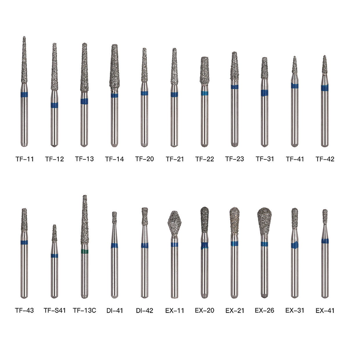 200 piezas Fresas dentales de diamante 1,6 mm Para pieza de mano de alta velocid