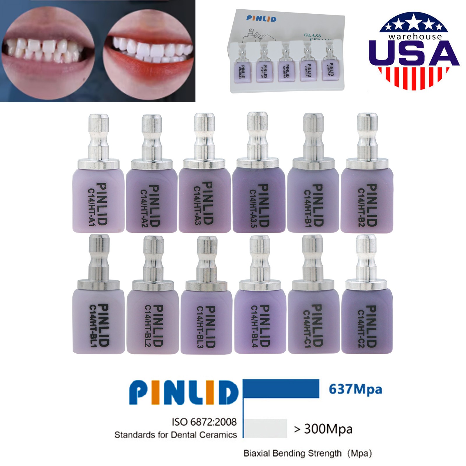 US C14 Dental Lithium Dislicate Block For Sirona Cerec IPS e.max CAD CEREC Block