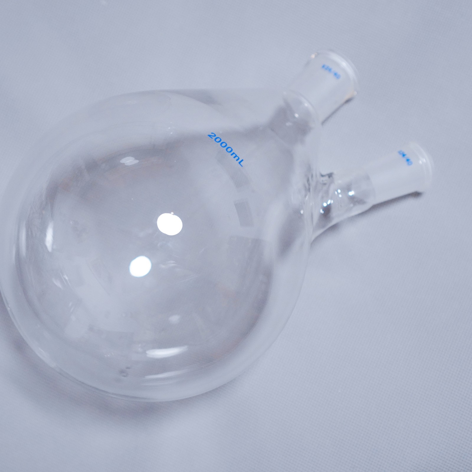2000 ml lab glass 2-neck eggplant-shaped flask flat bottom/round bottom 24/40