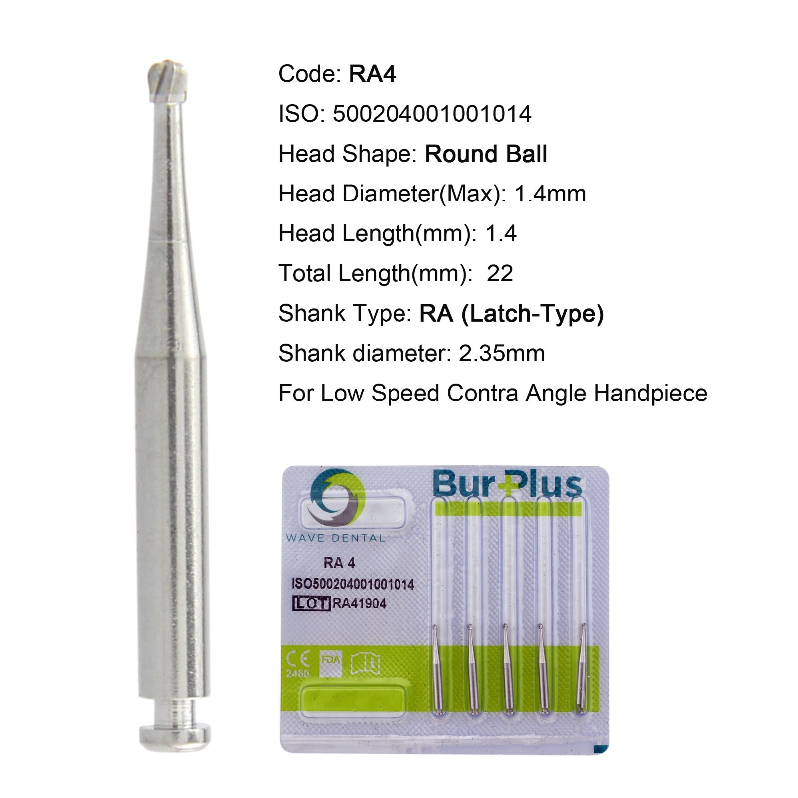 WAVE Dental Latch Round Carbide Burs RA 2 4 6 8 Surgical Bur RA SURG Slow Speed