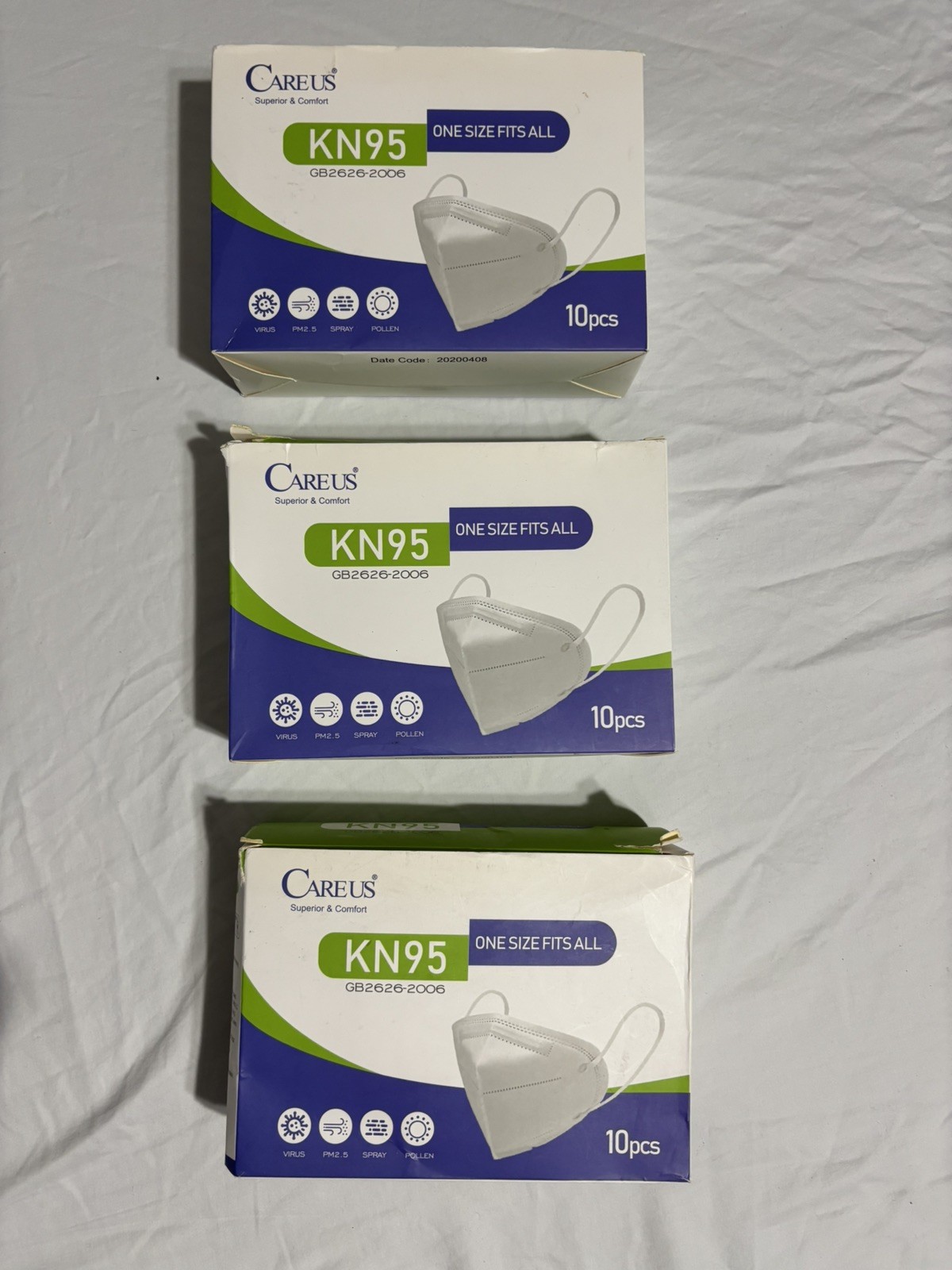Careus KN95 Disposable Face Masks 10pcs One Size Fits All GB2626-2006
