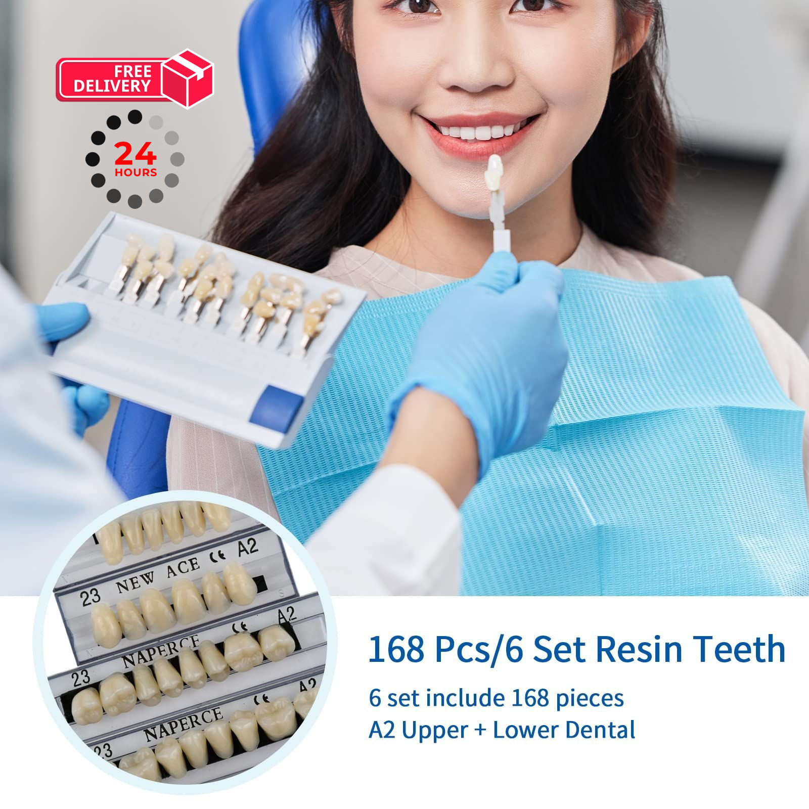 168 Pieces False Teeth Dental Complete Acrylic Resin Denture Teeth, 6 Sets…