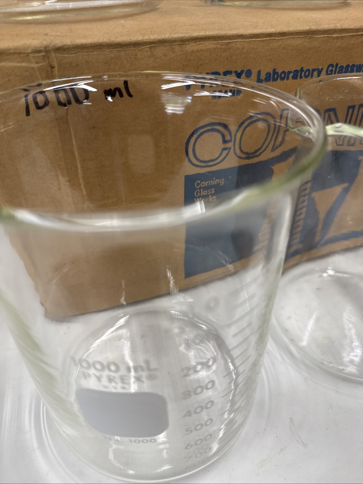 Vintage 6pc Pyrex Beaker Glass 1000mL Measuring Cup Lab Grade No. 1000