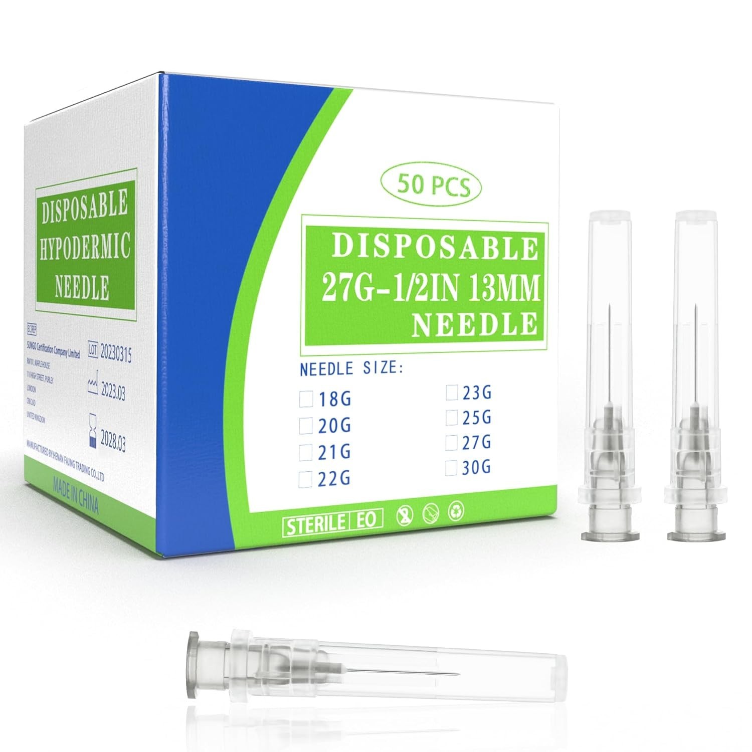 27 Gauge 1/2 Inch Disposable Needles with Caps – Luer Lock Lab Dispensing Access