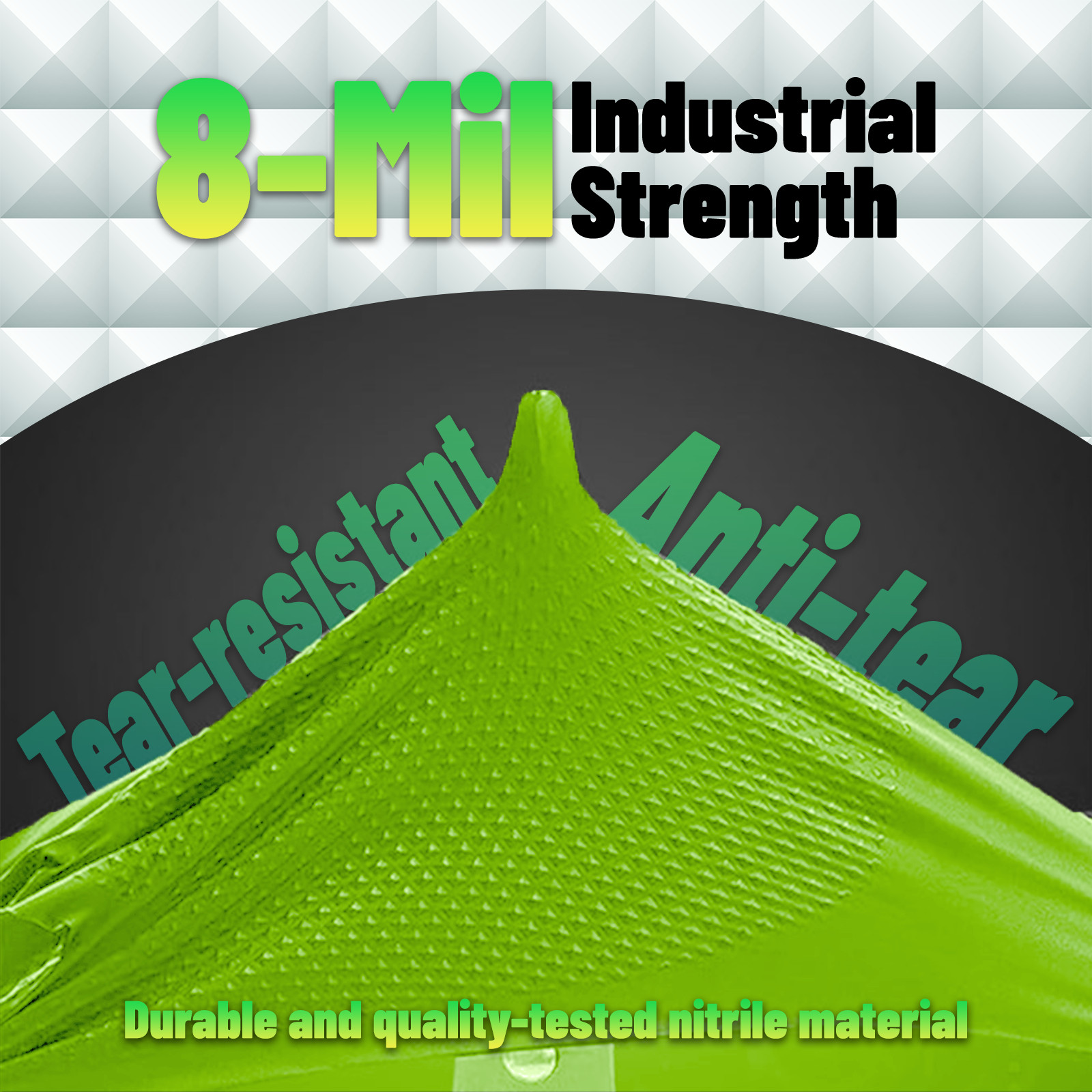 Heavy Duty Nitrile Gloves 8 Mil, Latex-Free, Large, Box of 1000, for Industrial