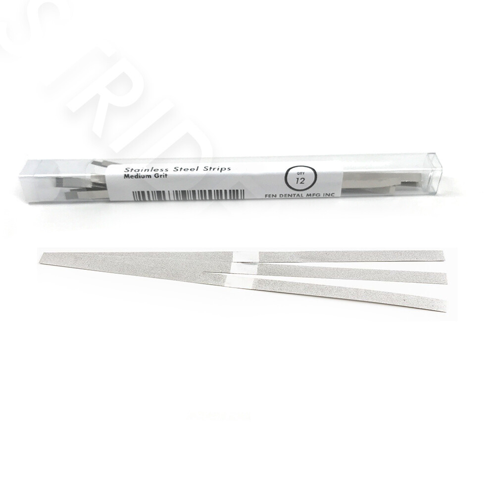 Stainless Steel Gapped Dental Polishing Strips -Medium Grit – Multiple Sizes