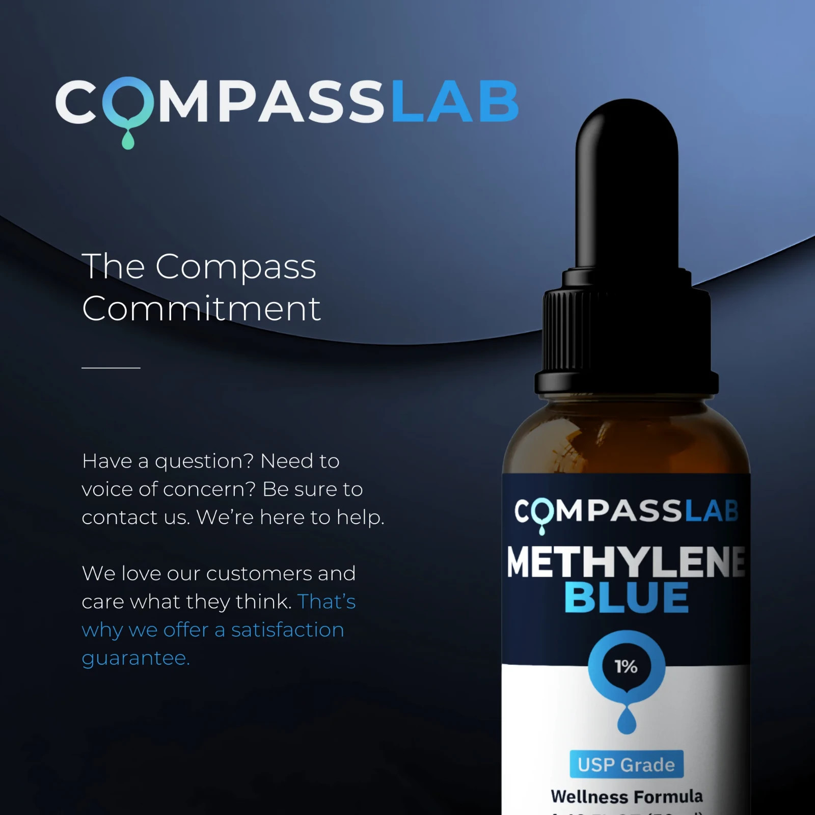 MB 1% Solution, 50 mL – Glass Bottle – Compass Laboratory