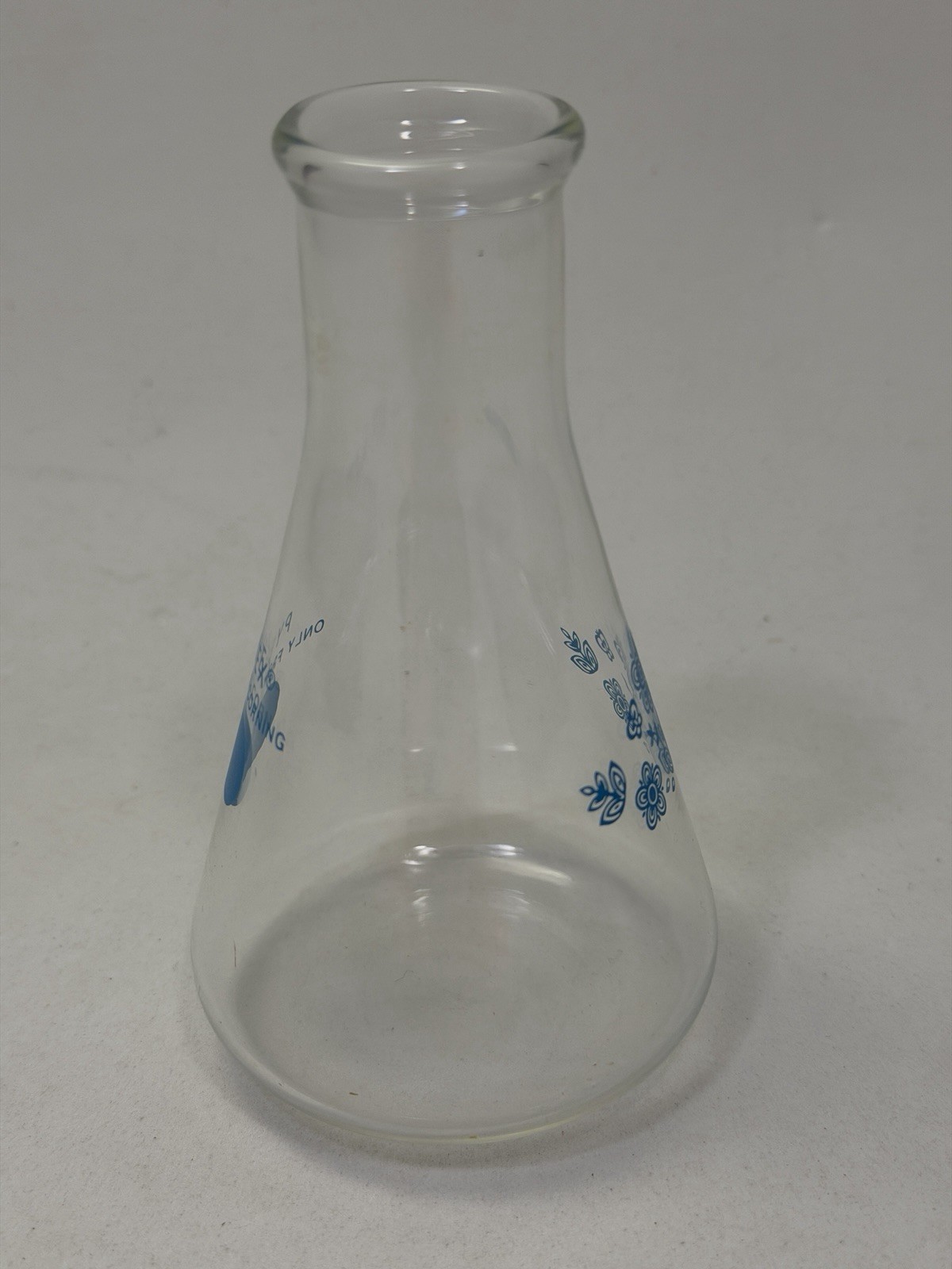 Vintage Pyrex Butterfly Gold Blue Corning Centennial Glass Lab Flask 1977